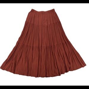 VTG Double D Ranch Wear Maxi Skirt Women L Maroon Western Pleated Broom